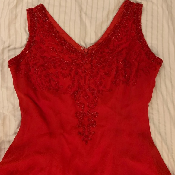 Short Beaded Red Formal Dress (Peak Evening) - Picture 7 of 8